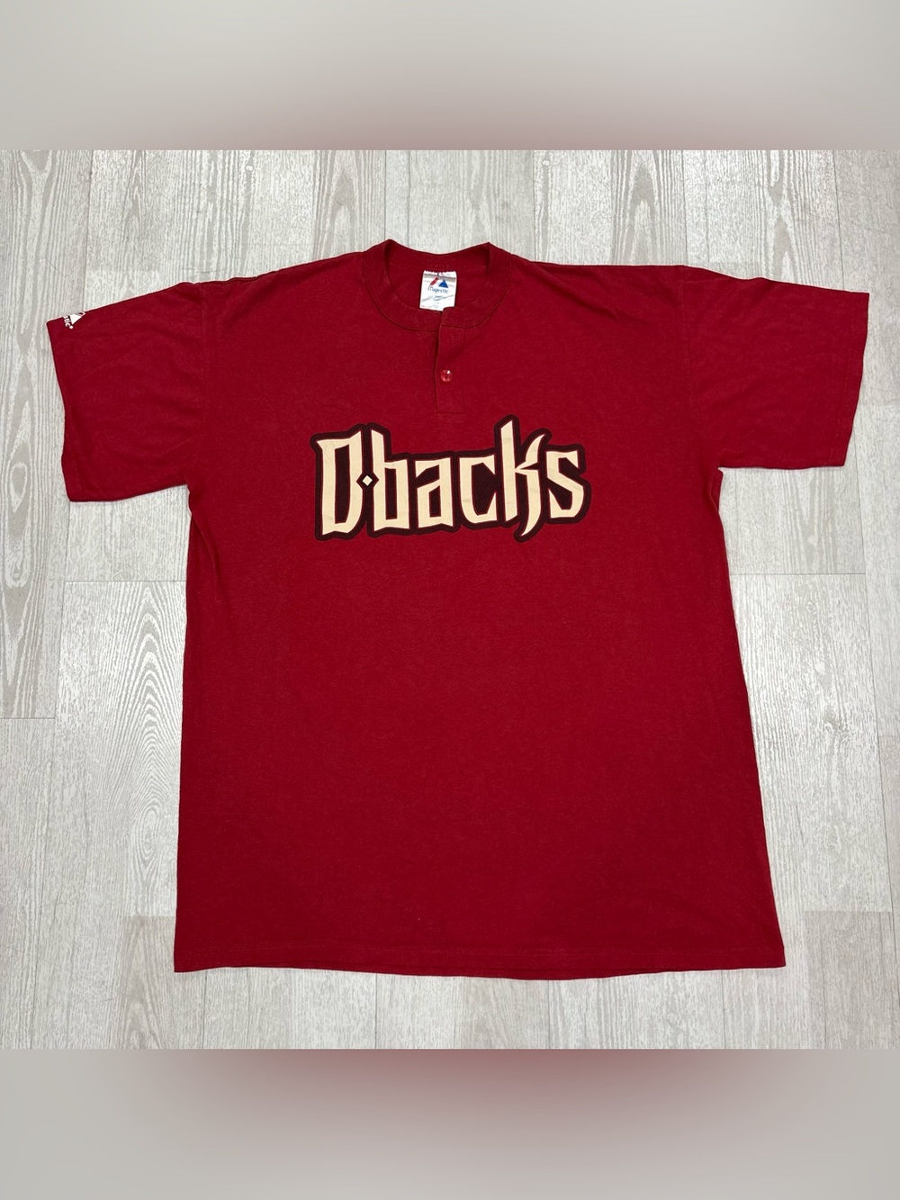 Vintage Majestic Arizona Diamondbacks Henley Red Shirt Mens 2XL